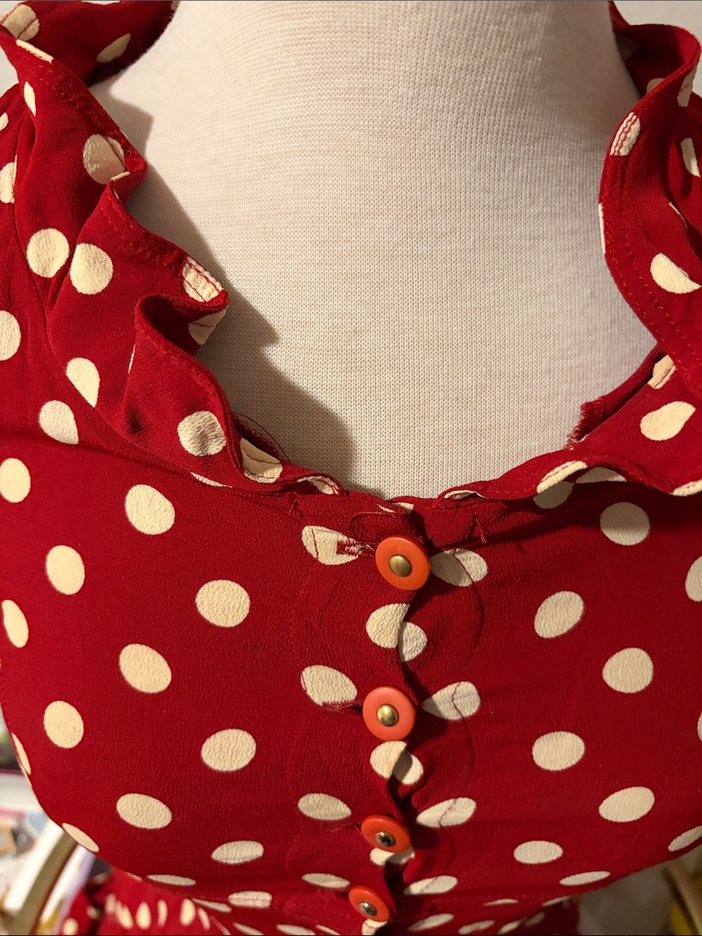 Betsey Johnson Red and White Polka Dot Fit-and-Flare Dress - Picture 4 of 9